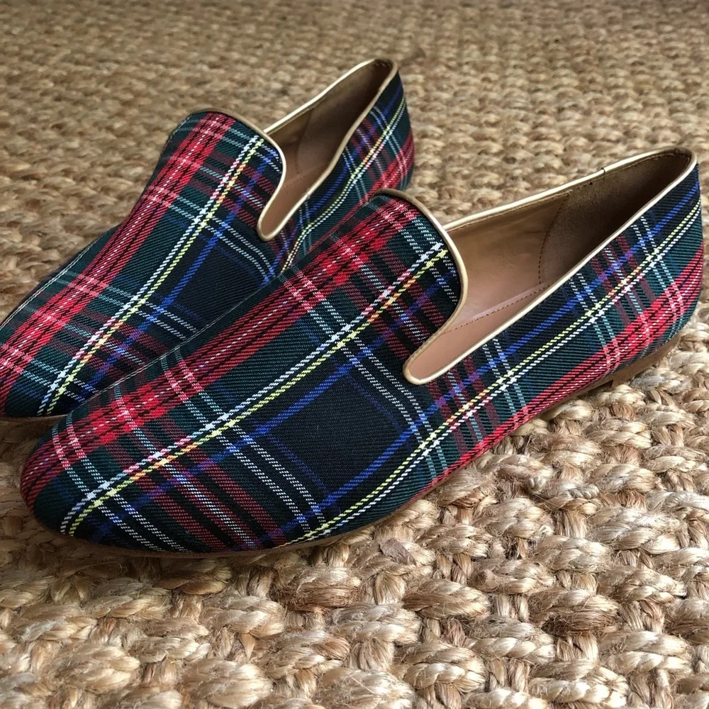 New: J Crew Stewart Plaid Smoking Loafer. Size 8.5